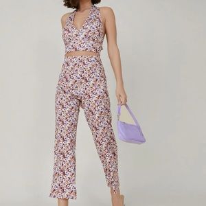 Floral halter top and pants set